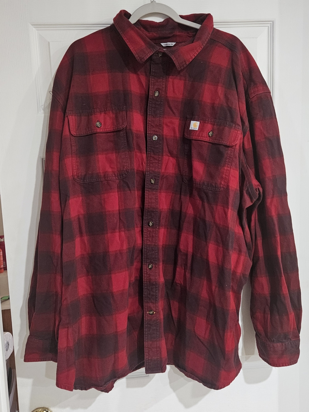 Carhartt Men’s 4XL Original Fit Heavy Weight Red Black Plaid Flannel 100% Cotton